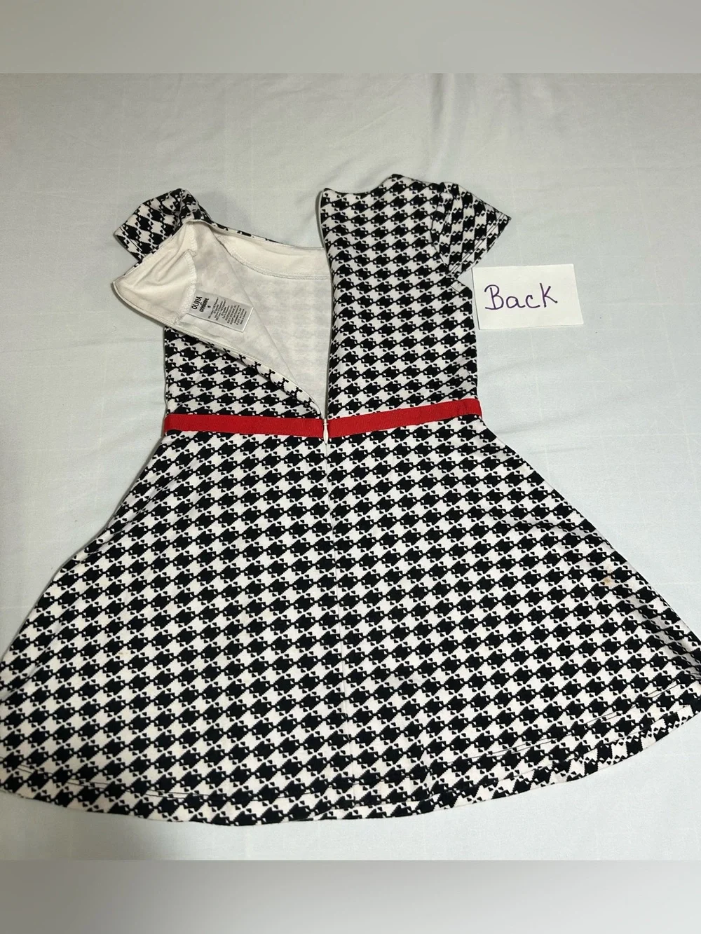 Gymboree Girls 5 Black White Houndstooth Olivia Short Sleeves Ponte Dress Bow